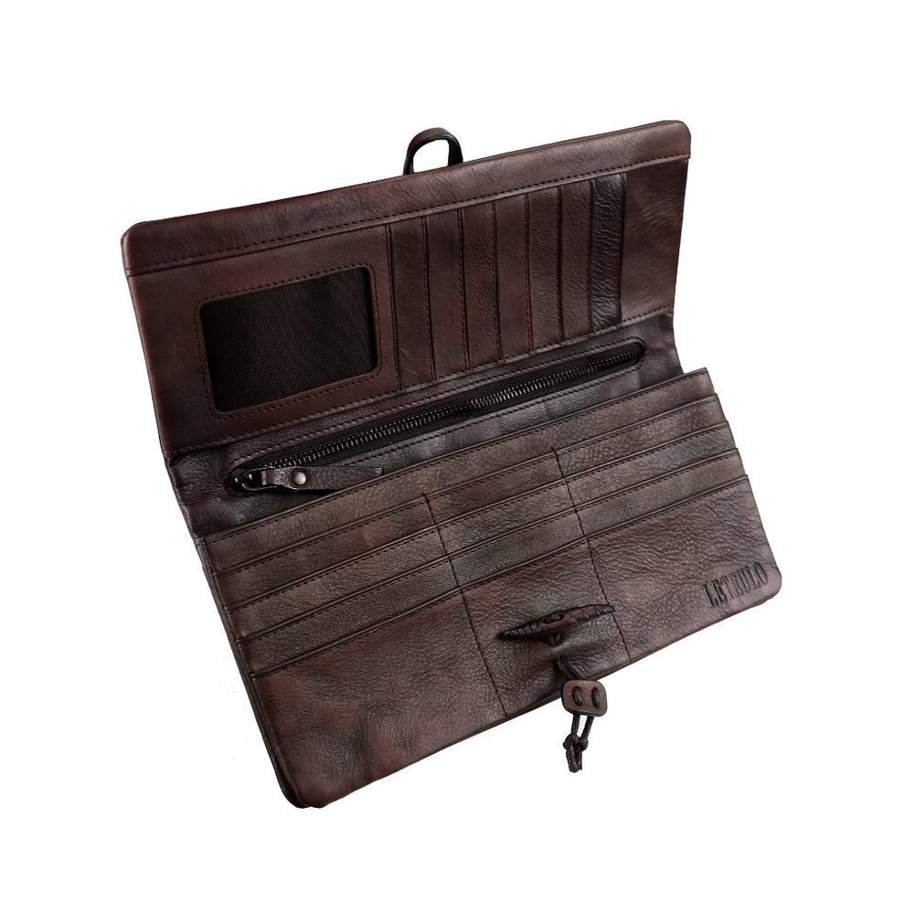 𝅺WALLETS For Women Large Capacity Leather Clutch Wallet, Clutch Wallet - Coffee